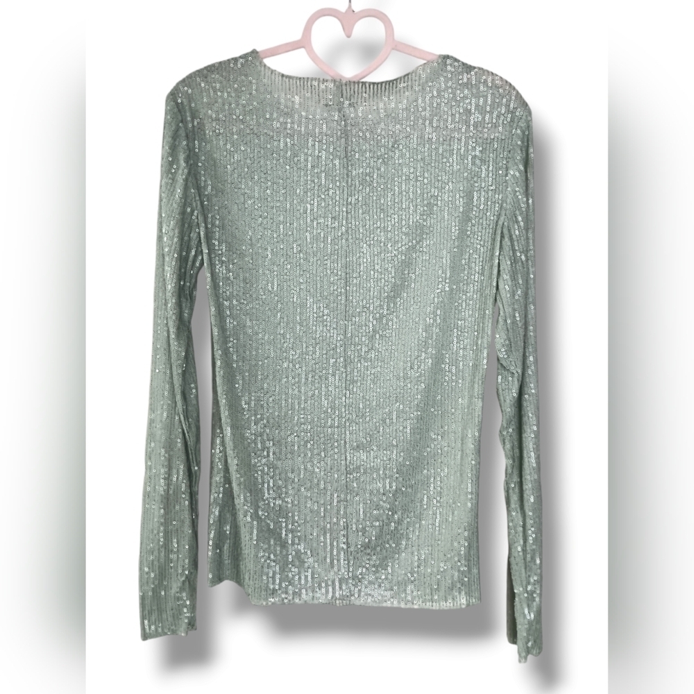 NWOT Free People Gold Rush Long Sleeve Sequin Top in Mint Size Small - Picture 7 of 10
